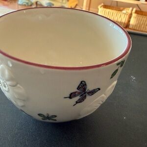 Anthropologie White Mug with Butterfly Design